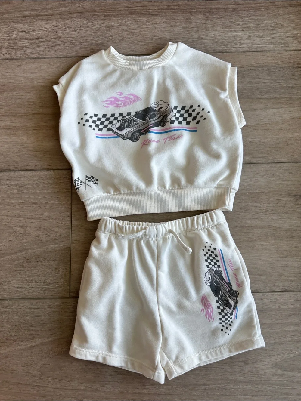 Grayson Mini Toddler Boys’ 2pc Hot Wheels Top & Bottom Set - Off White - 18M
